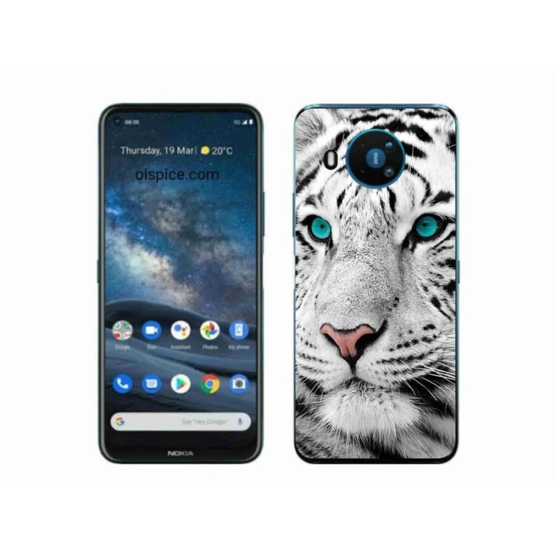 Gélový kryt mmCase na mobil Nokia 8.3 5G - biely tiger