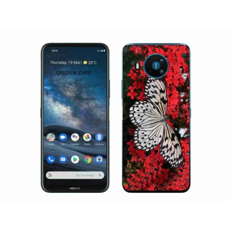 Gélový kryt mmCase na mobil Nokia 8.3 5G - čiernobiely motýľ 1