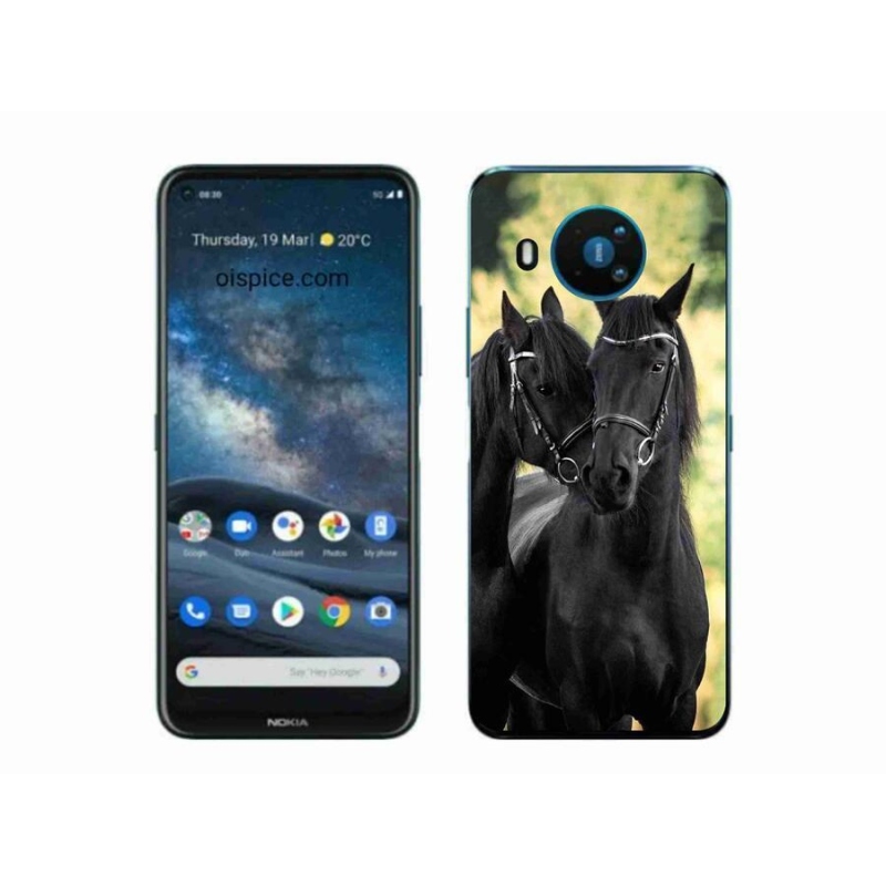 Gélový kryt mmCase na mobil Nokia 8.3 5G - dva čierne kone