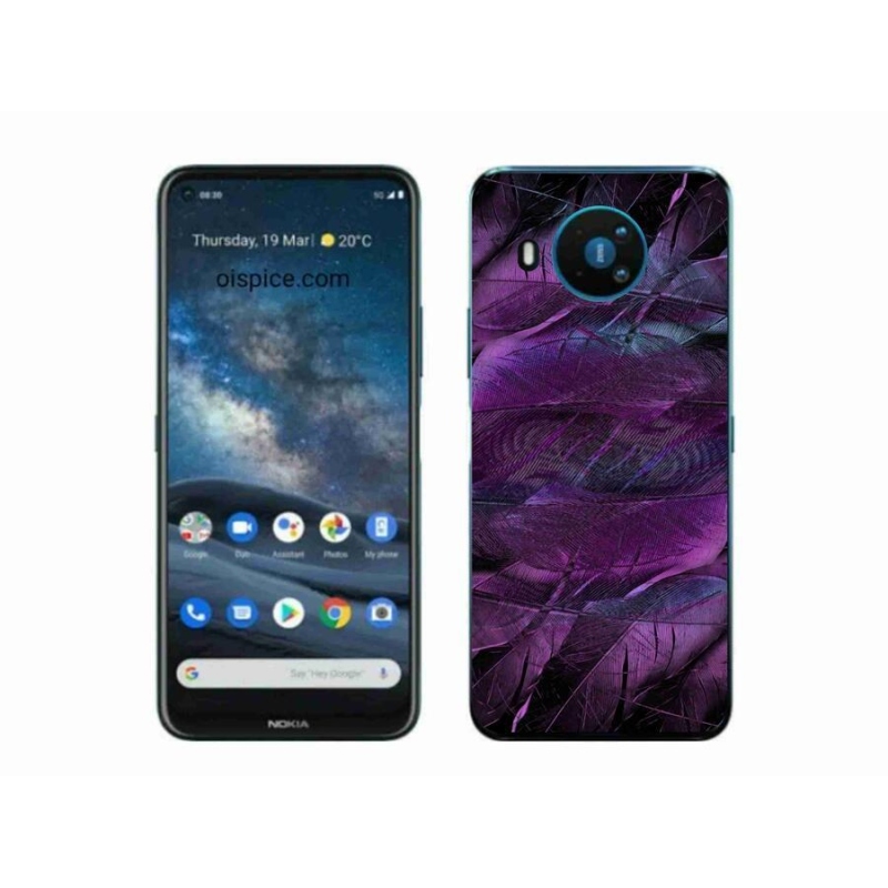 Gélový kryt mmCase na mobil Nokia 8.3 5G - fialová pierka