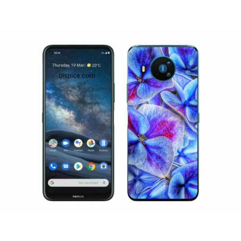 Gélový kryt mmCase na mobil Nokia 8.3 5G - modré kvety 1