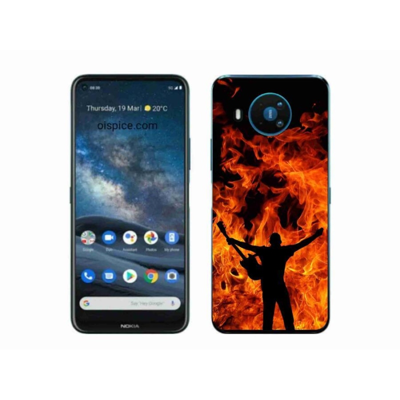 Gélový kryt mmCase na mobil Nokia 8.3 5G - muzikant a oheň