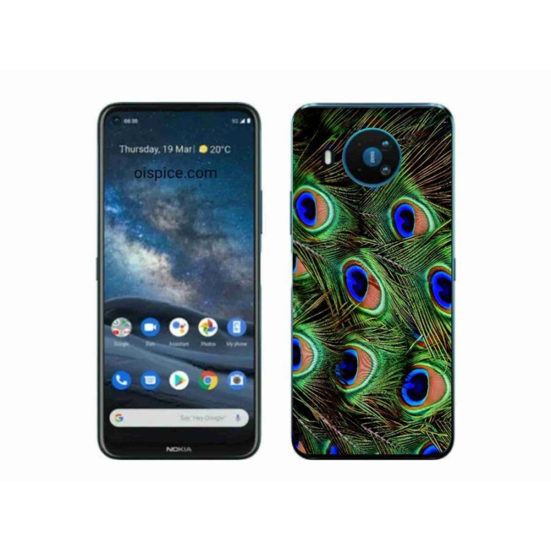 Gélový kryt mmCase na mobil Nokia 8.3 5G - pávie perie