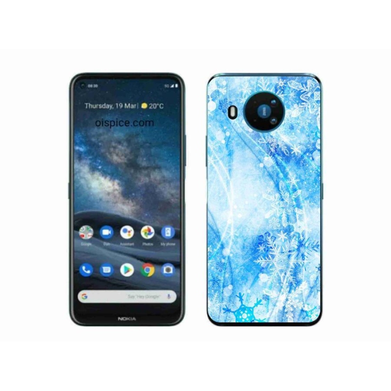 Gélový kryt mmCase na mobil Nokia 8.3 5G - snehové vločky