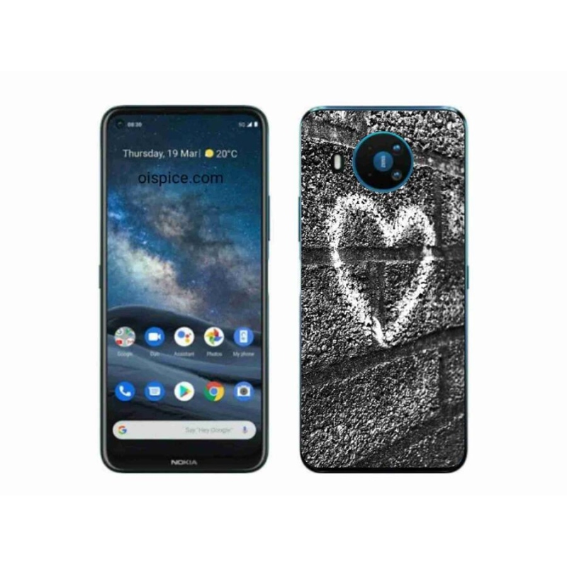 Gélový kryt mmCase na mobil Nokia 8.3 5G - srdce na stene