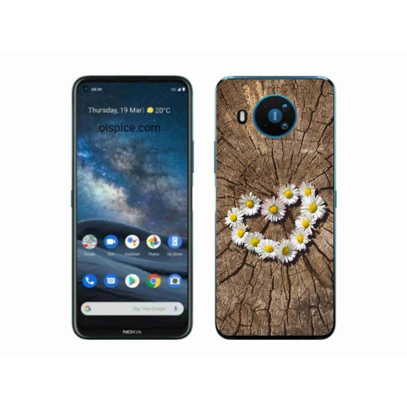 Gélový kryt mmCase na mobil Nokia 8.3 5G - srdce z margarét