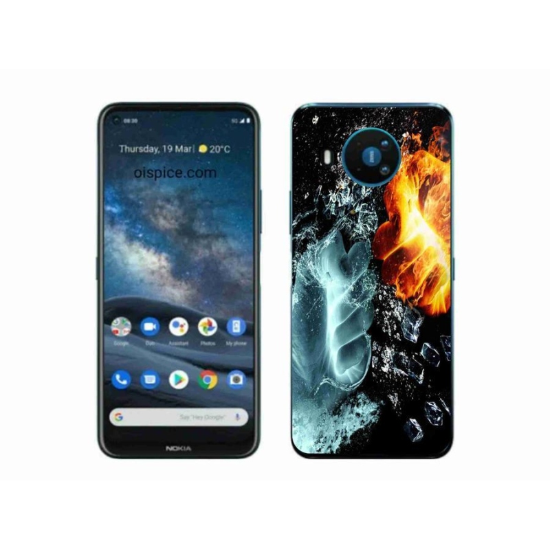 Gélový kryt mmCase na mobil Nokia 8.3 5G - voda a oheň