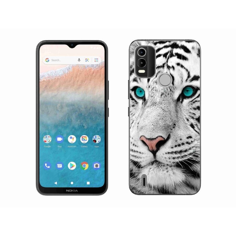 Gélový kryt mmCase na mobil Nokia C21 Plus - biely tiger