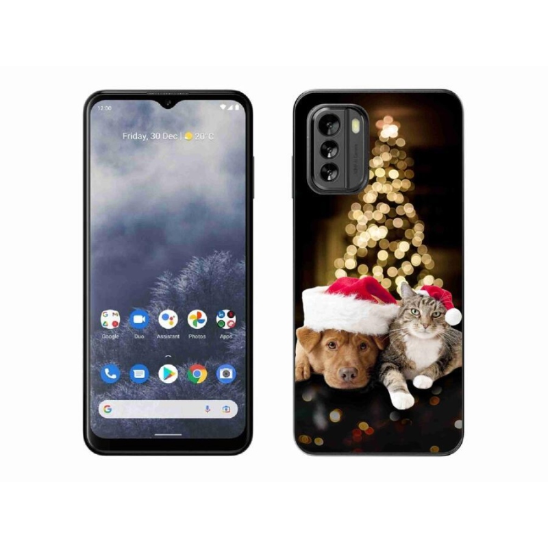 Gélový kryt mmCase na mobil Nokia G60 5G - vianočný pes a mačka