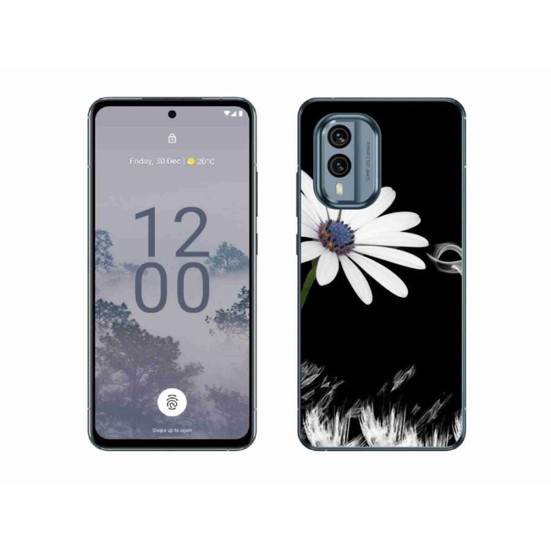 Gélový kryt mmCase na mobil Nokia X30 5G - biela kvetina