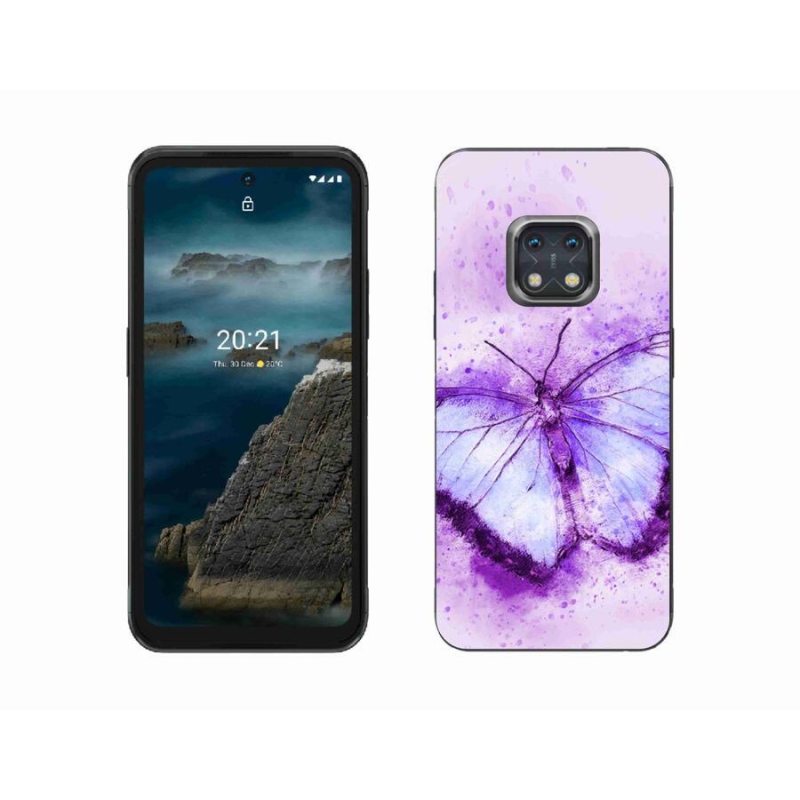 Gélový kryt mmCase na mobil Nokia XR20 - fialový motýľ