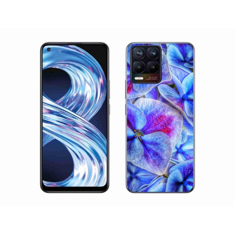 Gélový kryt mmCase na mobil Realme 8 4G - modré kvety 1