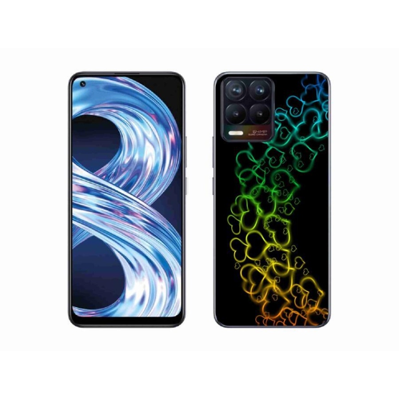 Gélový kryt mmCase na mobil Realme 8 Pro - farebné srdiečka