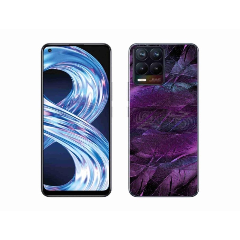 Gélový kryt mmCase na mobil Realme 8 Pro - fialové pierka