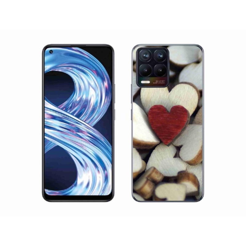 Gélový kryt mmCase na mobil Realme 8 Pro - gravírované červené srdce