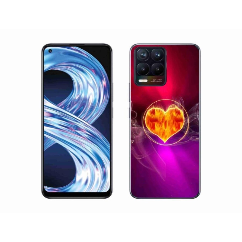 Gélový kryt mmCase na mobil Realme 8 Pro - ohnivé srdce