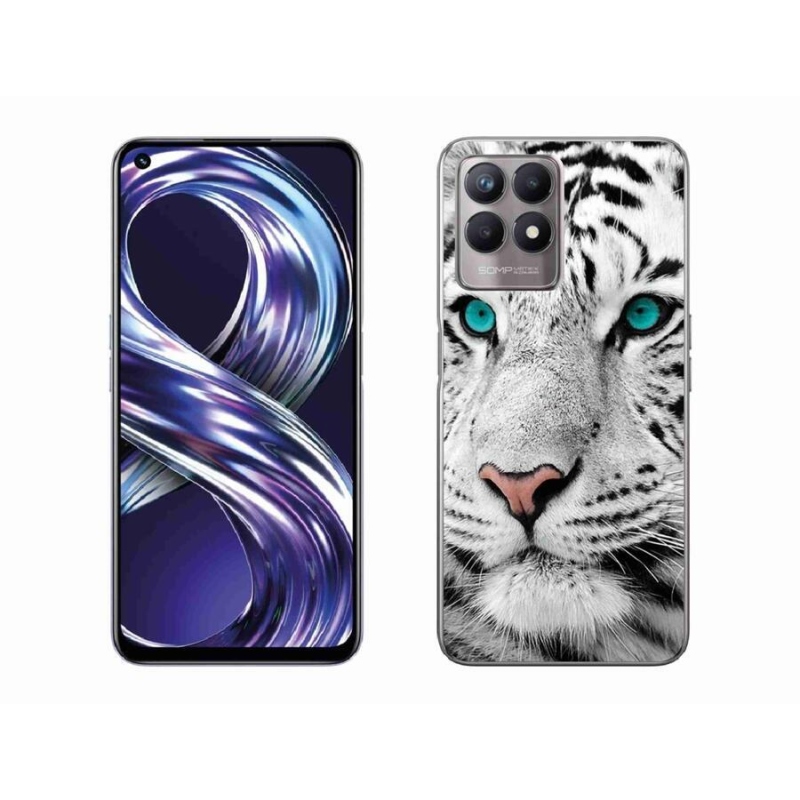 Gélový kryt mmCase na mobil Realme 8i - biely tiger