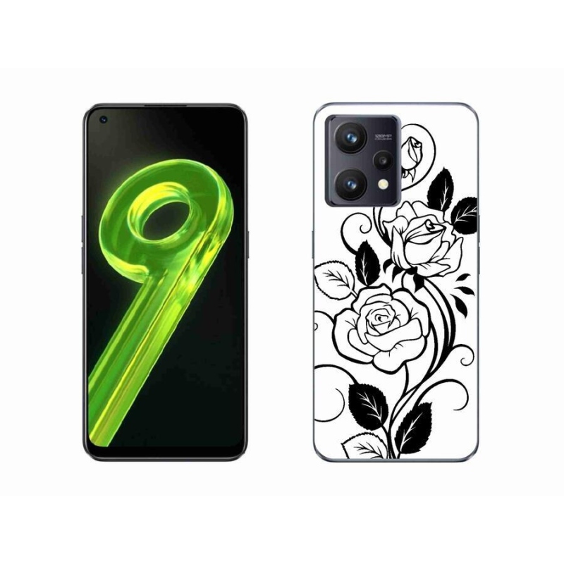 Gélový kryt mmCase na mobil Realme 9 4G - čiernobiela ruža