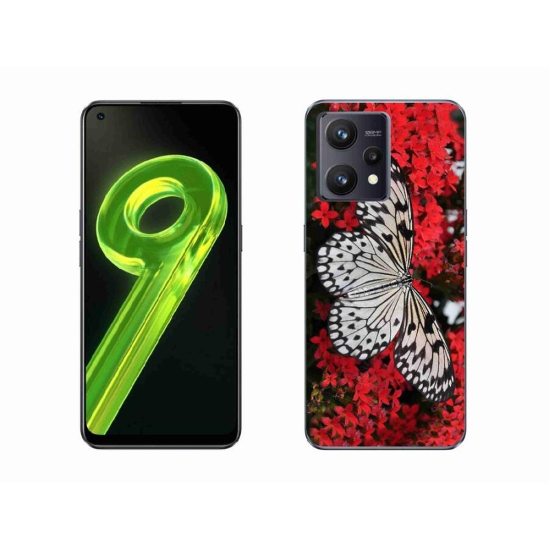 Gélový kryt mmCase na mobil Realme 9 4G - čiernobiely motýľ 1