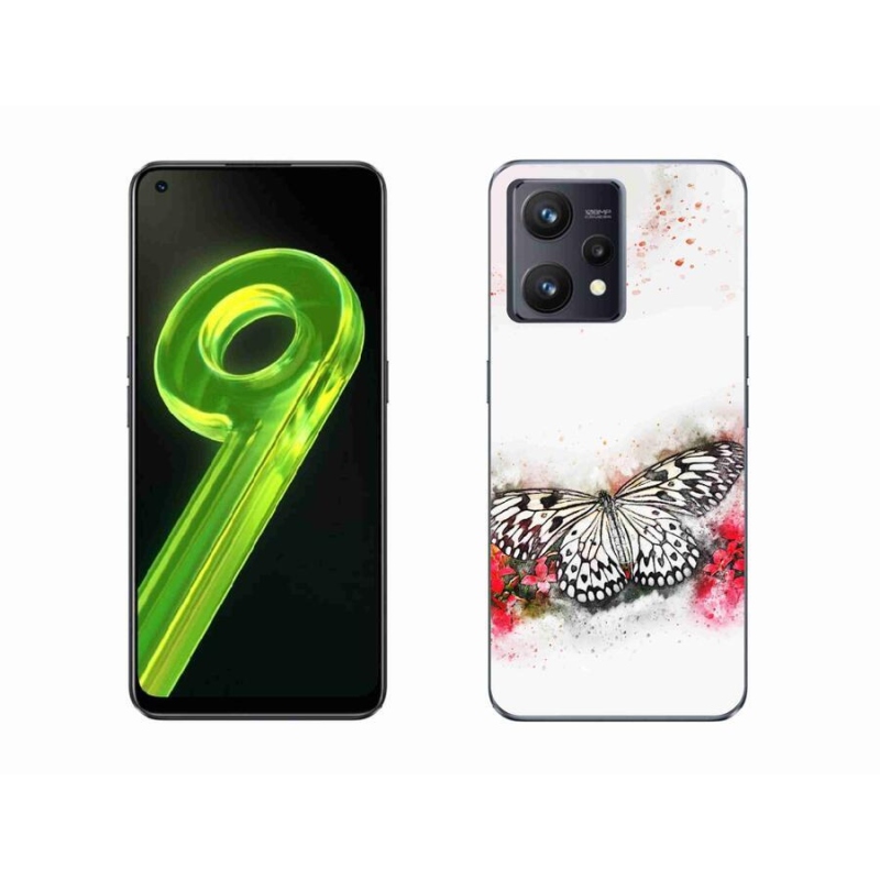 Gélový kryt mmCase na mobil Realme 9 4G - čiernobiely motýľ