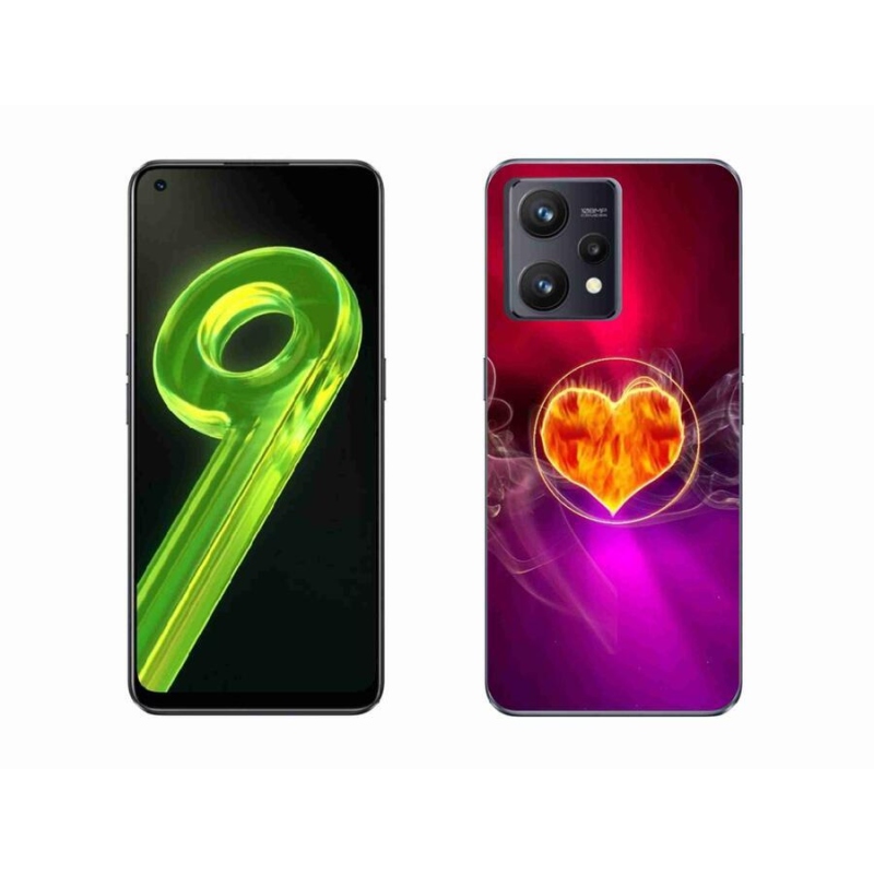 Gélový kryt mmCase na mobil Realme 9 4G - ohnivé srdce