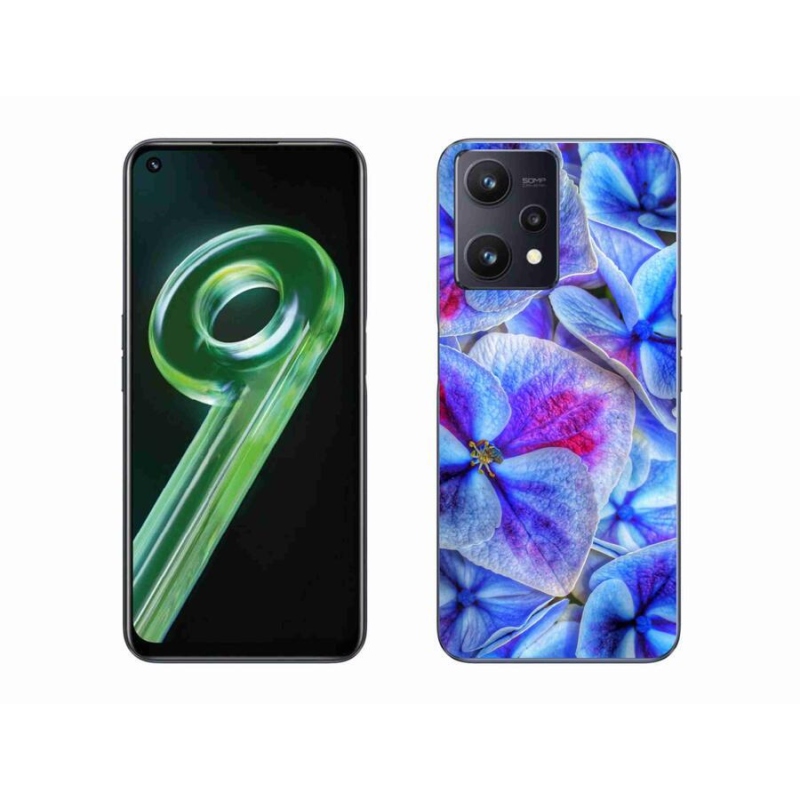 Gélový kryt mmCase na mobil Realme 9 5G - modré kvety 1