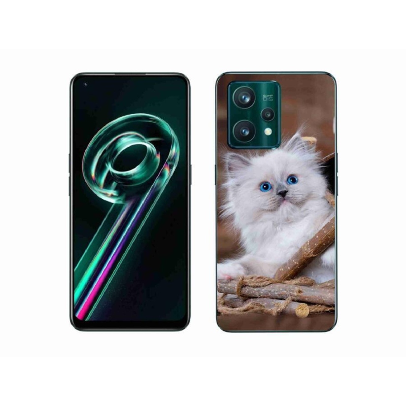 Gélový kryt mmCase na mobil Realme 9 Pro+ 5G - biele mačiatko