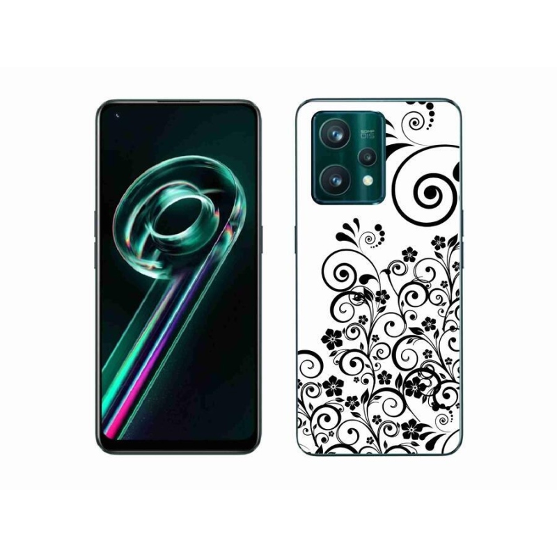 Gélový kryt mmCase na mobil Realme 9 Pro+ 5G - čiernobiele kvetinové vzory