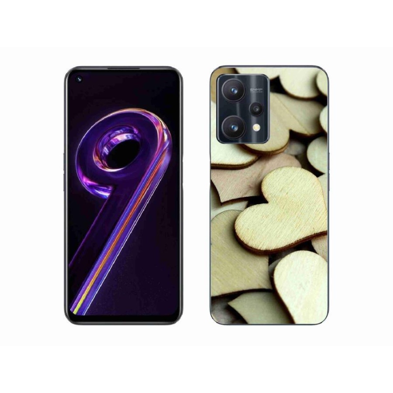 Gélový kryt mmCase na mobil Realme 9 Pro 5G - drevené srdiečka