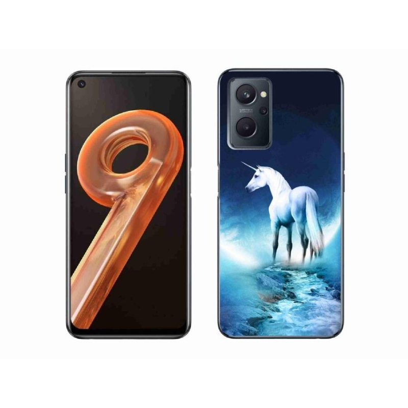 Gélový kryt mmCase na mobil Realme 9i - biely jednorožec