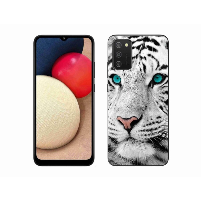 Gélový kryt mmCase na mobil Samsung Galaxy A02s (164.2x75.9x9.1mm) - biely tiger