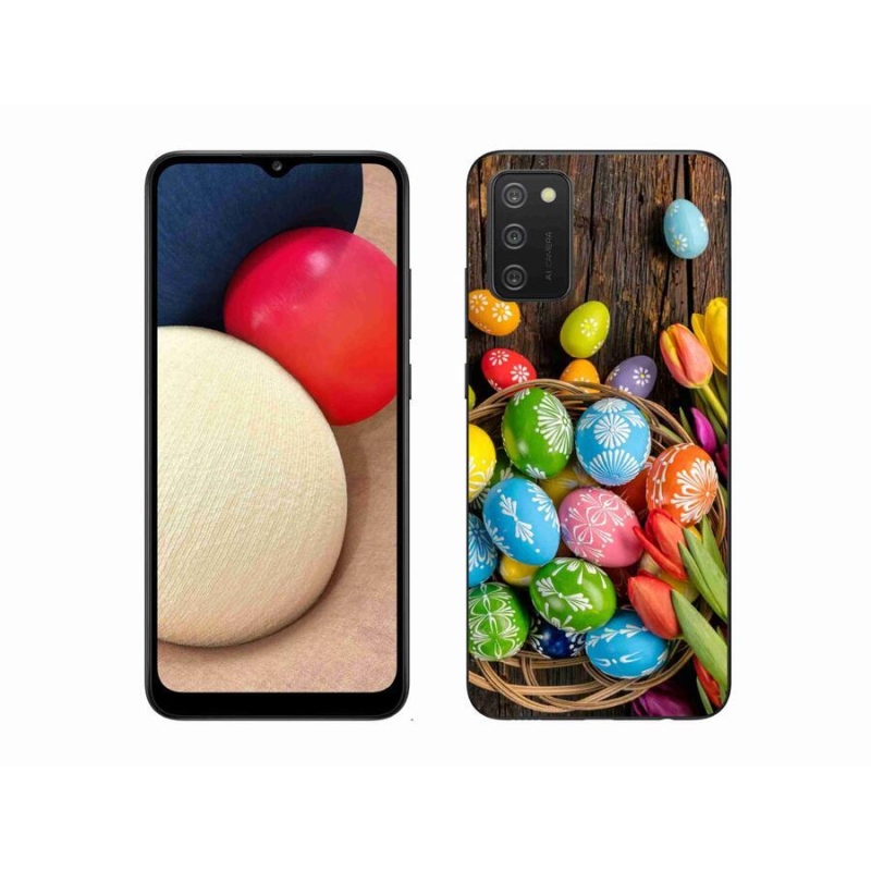 Gélový kryt mmCase na mobil Samsung Galaxy A02s (164.2x75.9x9.1mm) - veľkonočné vajíčka