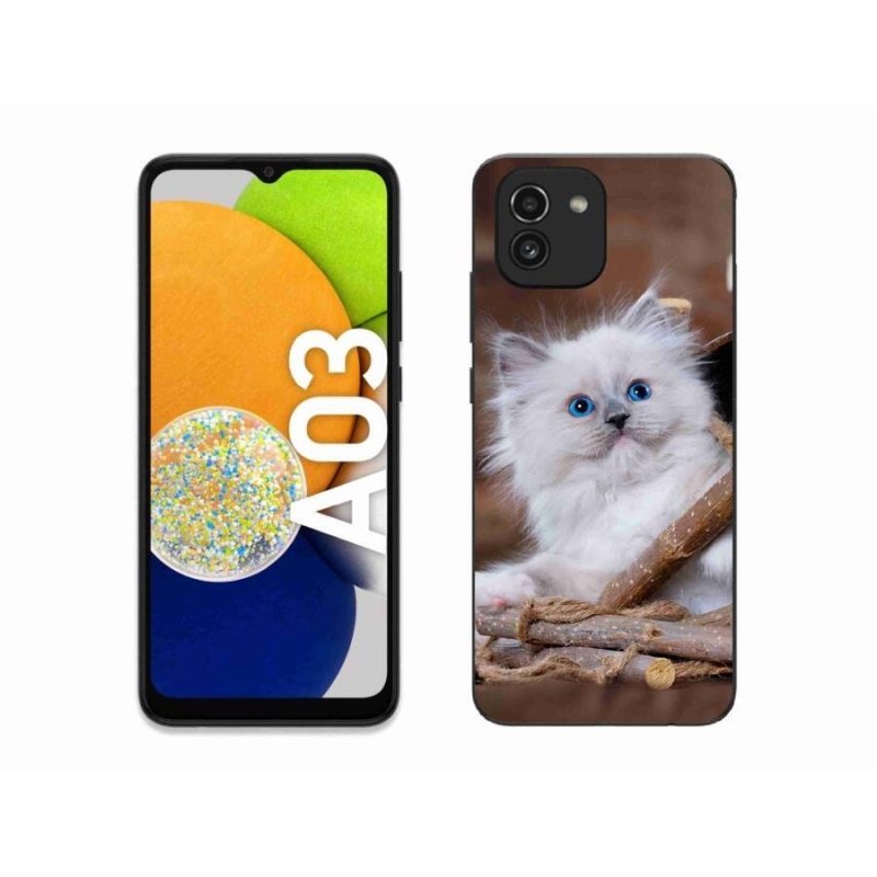 Gélový kryt mmCase na mobil Samsung Galaxy A03 - biele mačiatko