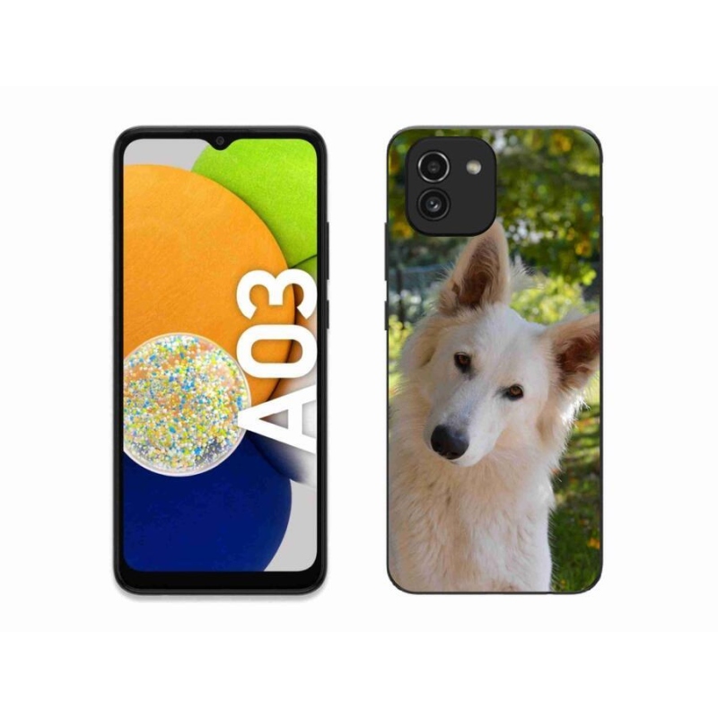 Gélový kryt mmCase na mobil Samsung Galaxy A03 - biely švajčiarsky ovčiak 1