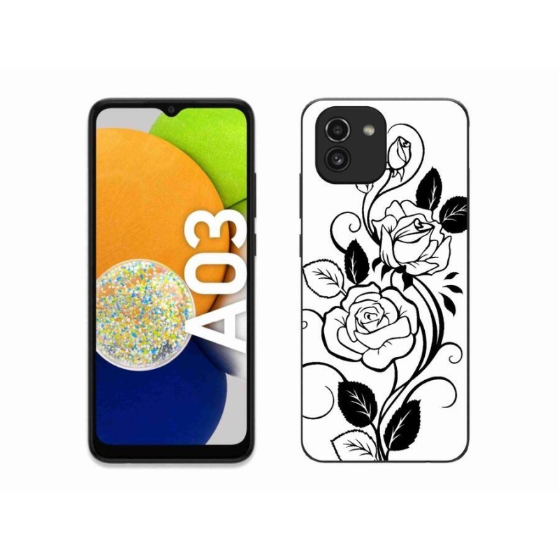 Gélový kryt mmCase na mobil Samsung Galaxy A03 - čiernobiela ruža