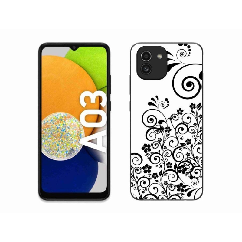 Gélový kryt mmCase na mobil Samsung Galaxy A03 - čiernobiele kvetinové vzory