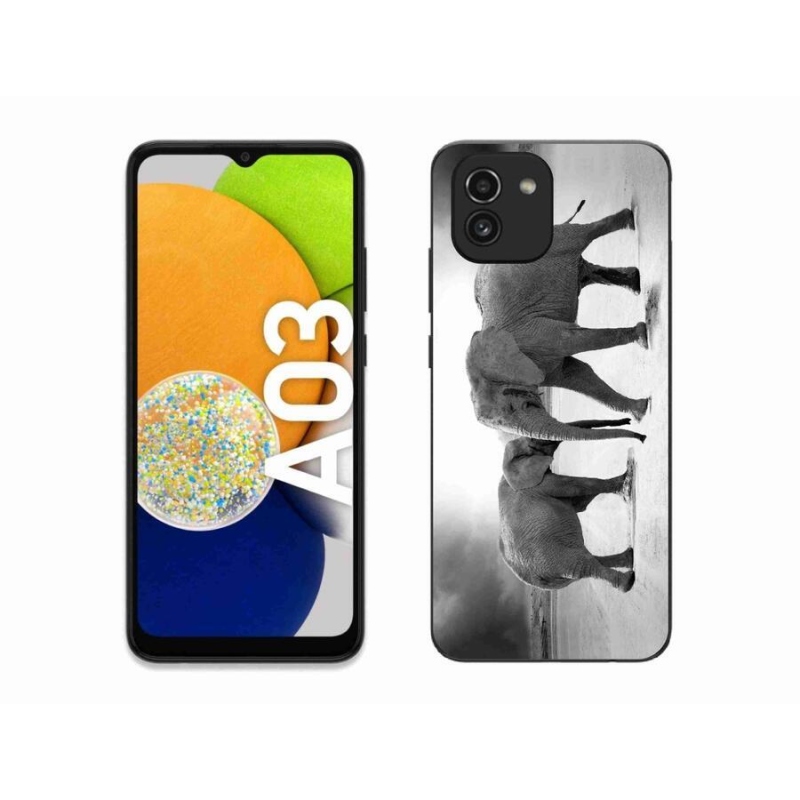 Gélový kryt mmCase na mobil Samsung Galaxy A03 - čiernobieli slony