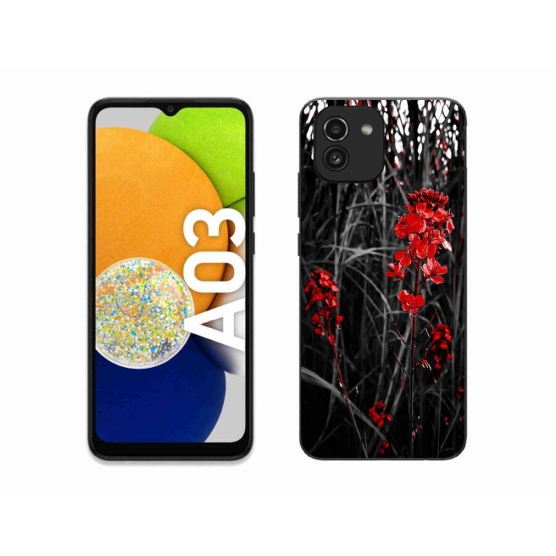 Gélový kryt mmCase na mobil Samsung Galaxy A03 - červená rastlina