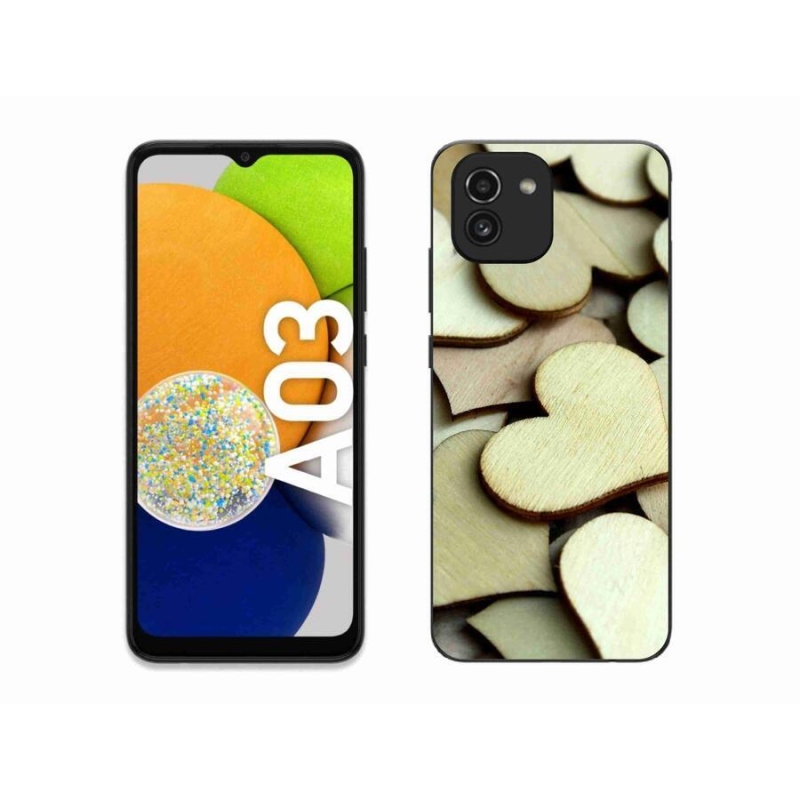 Gélový kryt mmCase na mobil Samsung Galaxy A03 - drevené srdiečka