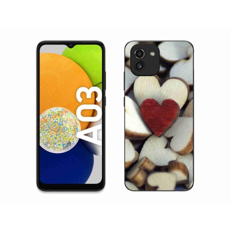 Gélový kryt mmCase na mobil Samsung Galaxy A03 - gravírované červené srdce