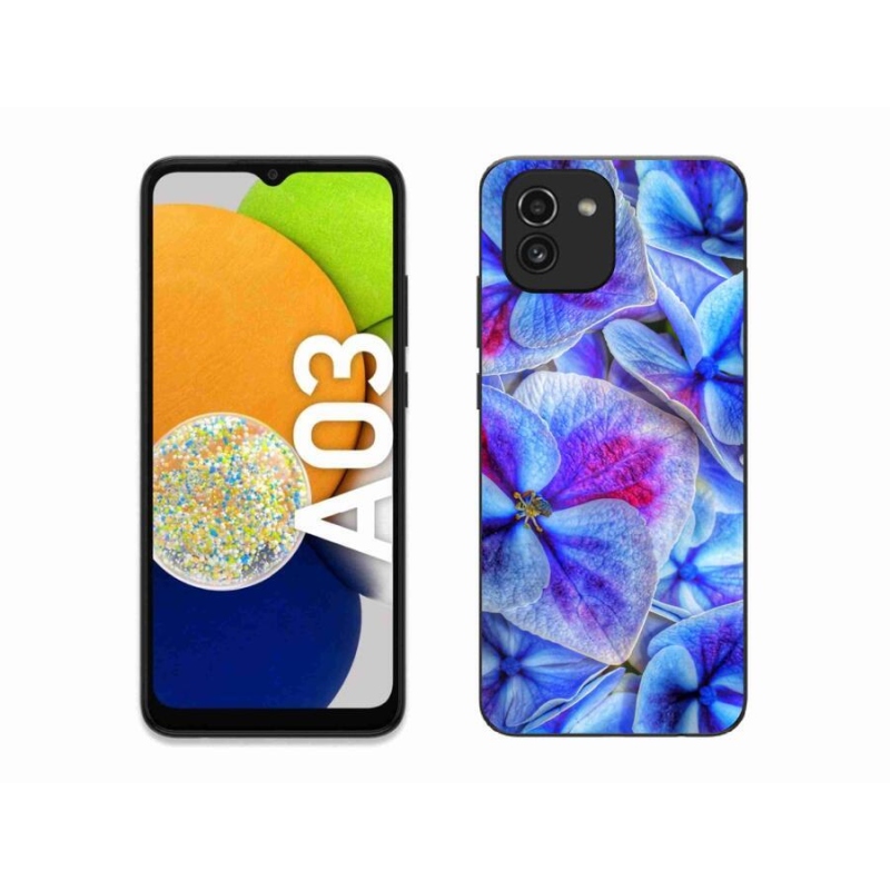 Gélový kryt mmCase na mobil Samsung Galaxy A03 - modré kvety 1