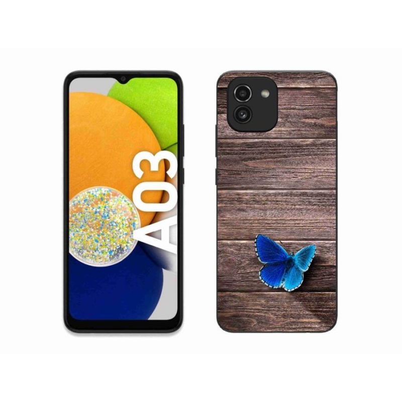 Gélový kryt mmCase na mobil Samsung Galaxy A03 - modrý motýľ 1