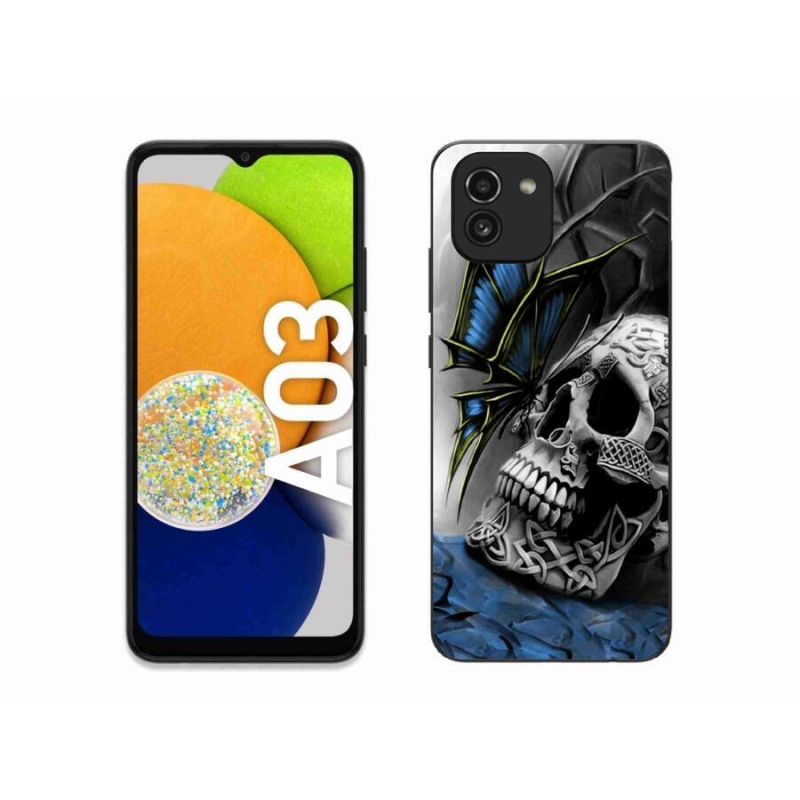 Gélový kryt mmCase na mobil Samsung Galaxy A03 - motýľ a lebka