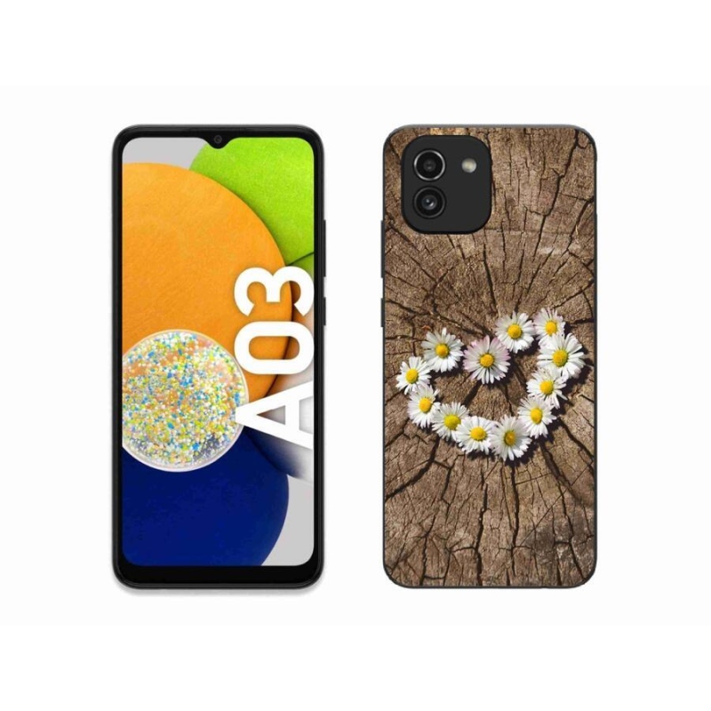 Gélový kryt mmCase na mobil Samsung Galaxy A03 - srdce z margaréty