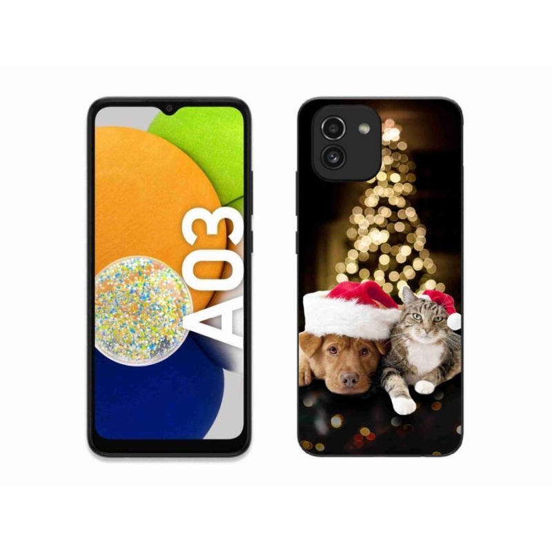 Gélový kryt mmCase na mobil Samsung Galaxy A03 - vianočný pes a mačka