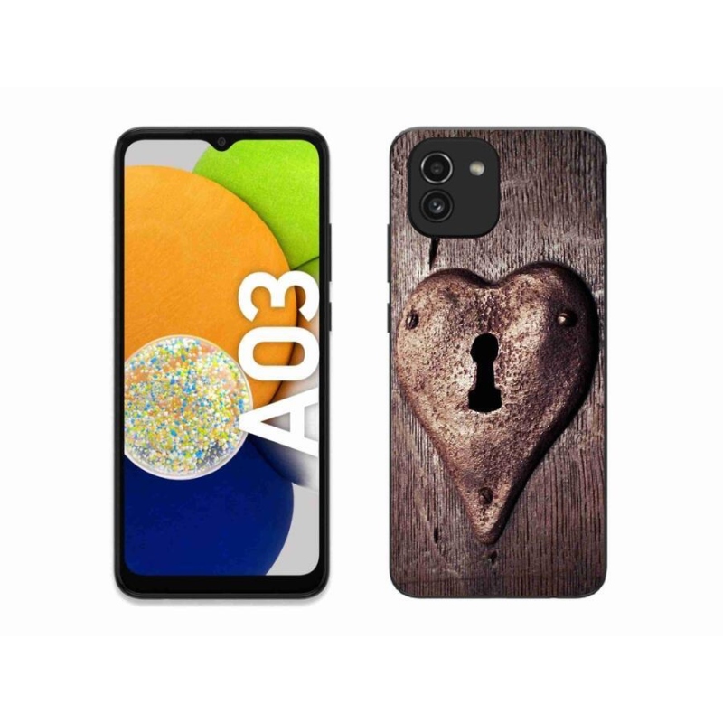 Gélový kryt mmCase na mobil Samsung Galaxy A03 - zámok v tvare srdca