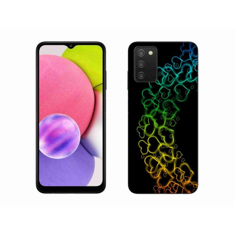 Gélový kryt mmCase na mobil Samsung Galaxy A03s (166.6 x 75.9 x 9.1) - farebná srdiečka