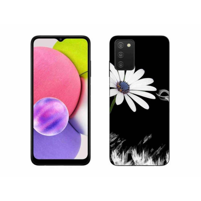 Gélový kryt mmCase na mobil Samsung Galaxy A03s (166.6 x 75.9 x 9.1) - biela kvetina