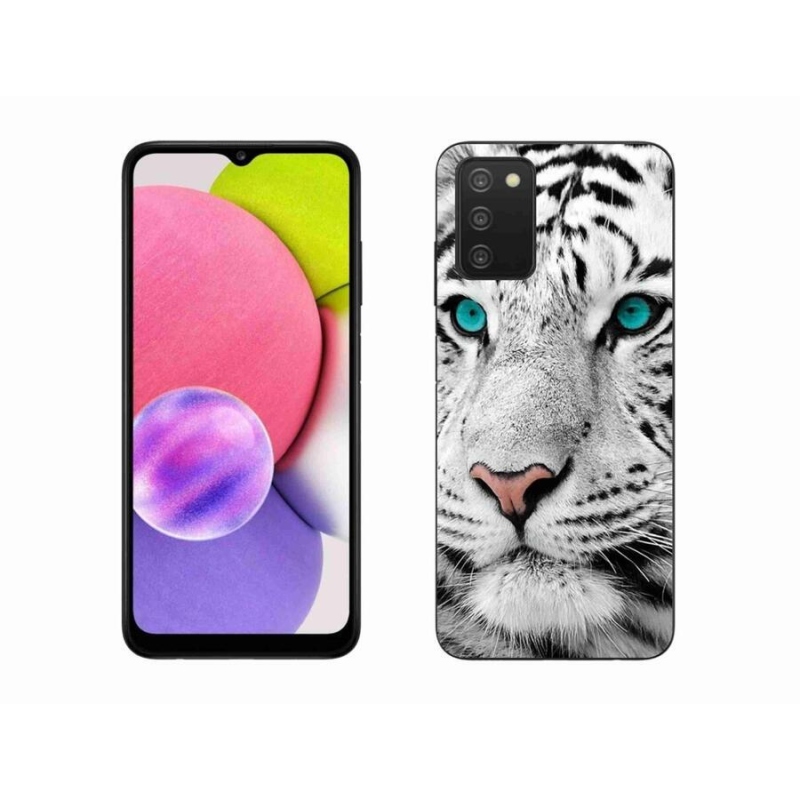 Gélový kryt mmCase na mobil Samsung Galaxy A03s (166.6 x 75.9 x 9.1) - biely tiger