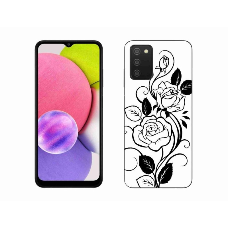 Gélový kryt mmCase na mobil Samsung Galaxy A03s (166.6 x 75.9 x 9.1) - čiernobiela ruža